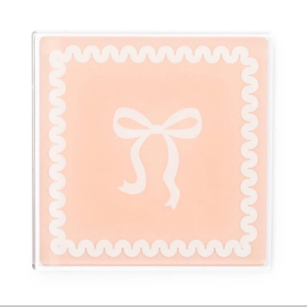 3 for $15 SALE Target Bullseye Coquette Pink & White Bow Coasters, New, 4 pack